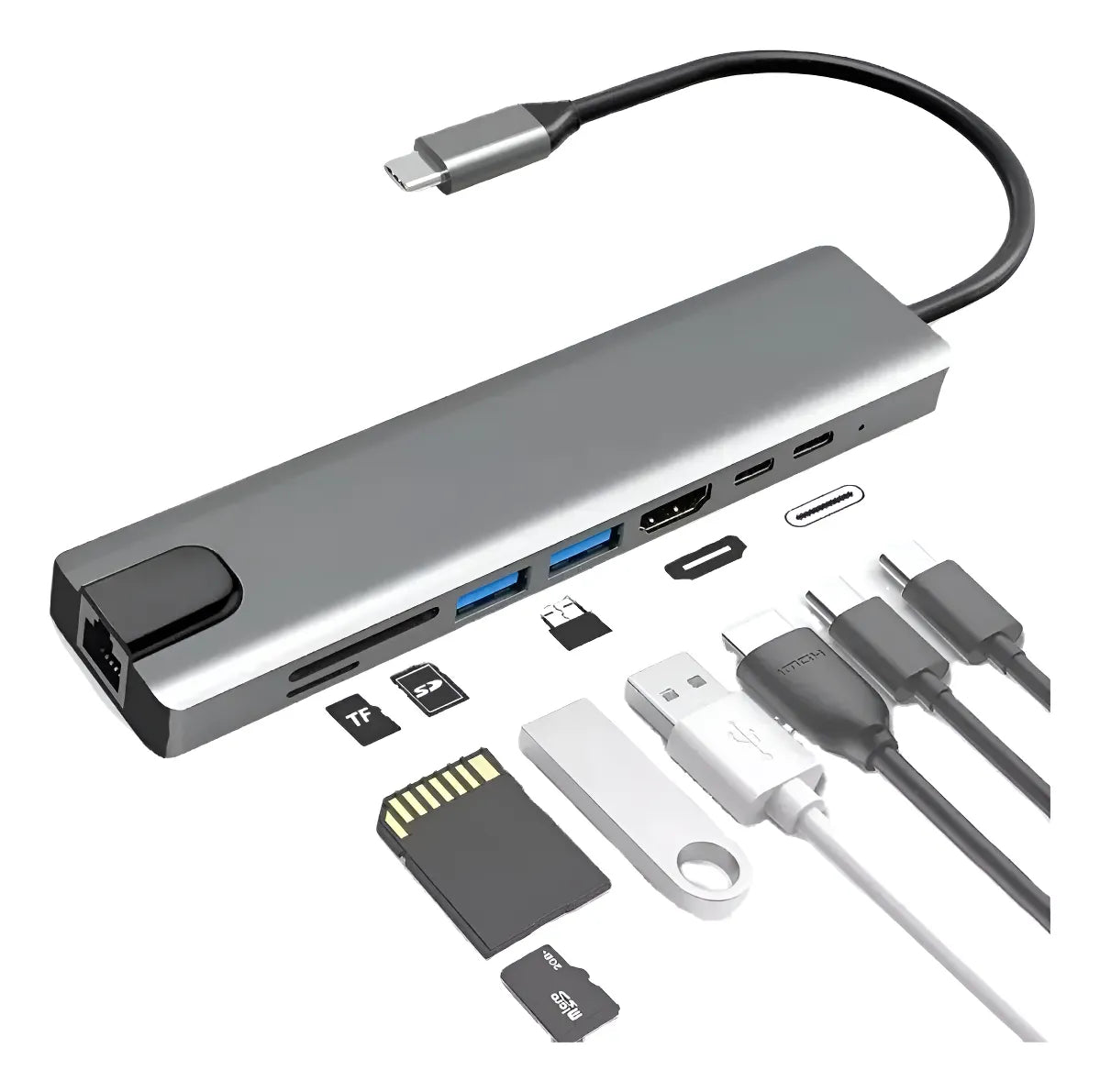 Adaptador 9 En 1 Tipo C 4k
