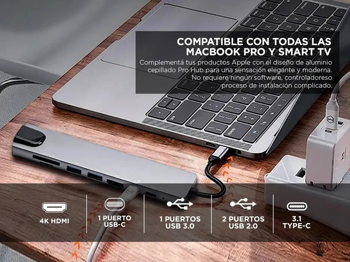 Adaptador 9 En 1 Tipo C 4k
